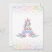 Unicorn Anniversaire Invitation fille Rainbow Part (Dos)