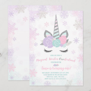 Unicorn Anniversaire Invitation Hiver Unicorn Part