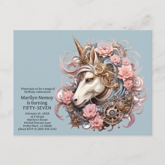 Unicorn Anniversaire Invitation Invitations Invita (Devant)