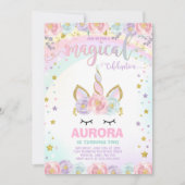 Unicorn Anniversaire Invitation Magique Unicorn Pa (Devant)