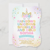 Unicorn Anniversaire Invitation Magique Unicorn Pa (Devant)
