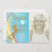 Unicorn Anniversaire Invitations de fête Style pho (Devant)