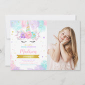 Unicorn Anniversaire Photo Invitation (Devant)