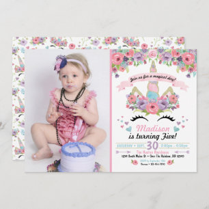 Unicorn Anniversaire Photo Invitation