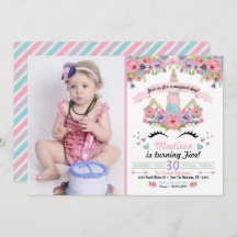 Unicorn Anniversaire Photo Invitation