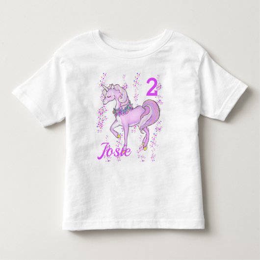 Unicorn Anniversaire T-shirt Petites filles NOM ÂG (Devant)