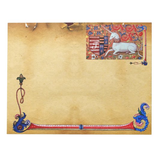 UNICORN ANTIEK BROWN PARCHMENT MONOGRAM NOTITIEBLOK (Voorkant)