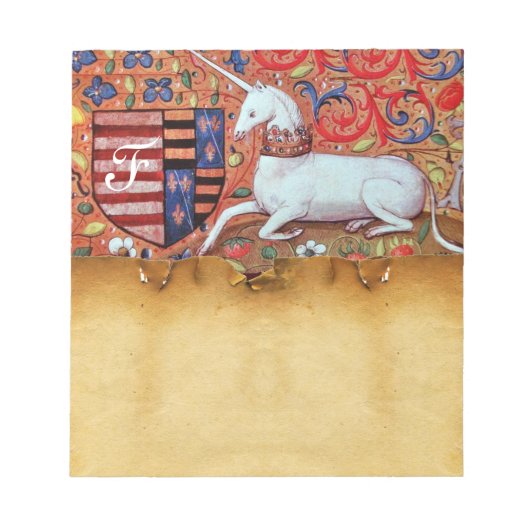 UNICORN ANTIEK BROWN PARCHMENT MONOGRAM NOTITIEBLOK (Voorkant)