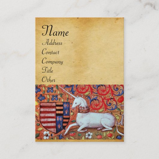 UNICORN/Antiek bruin-perkamentmonogram Visitekaartje (Voorkant)
