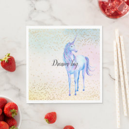 Unicorn Aqua Pink Yellow Tie Dye Gold Confetti Servet