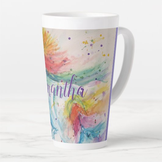 Unicorn Aquarelle Arc-en-ciel Filles Nom Mug (Angle droit)