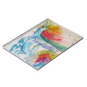 Unicorn Aquarelle Peinture Girls Nom Carnet (Côté gauche)