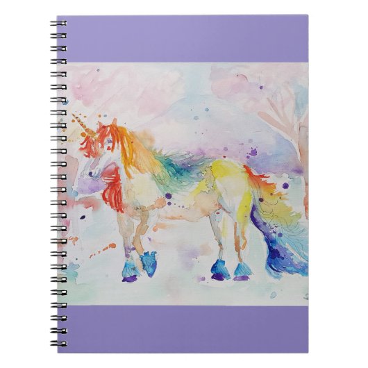 Unicorn Aquarelle Peinture Girls Nom Carnet (Devant)