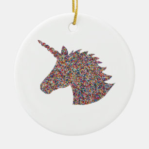 Unicorn Arc en arc-en-ciel arrosé ornement en céra