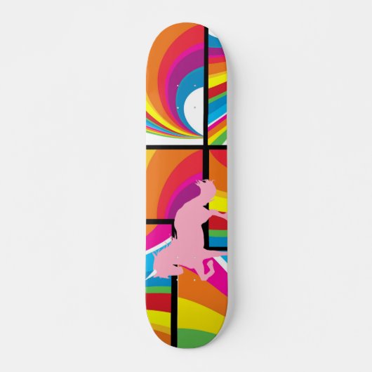 Unicorn Arc-en-ciel nuages Planche de skateboard (Devant)