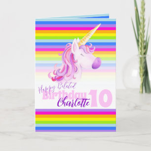 Unicorn arc-en-ciel tardif 10e carte anniversaire
