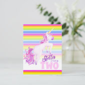 Unicorn art arc-en-ciel invitations de 2e annivers (Debout devant)