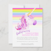 Unicorn art arc-en-ciel invitations de 2e annivers (Dos)
