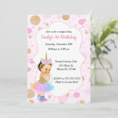 Unicorn Baby 1er anniversaire Invitation 1 (Debout devant)