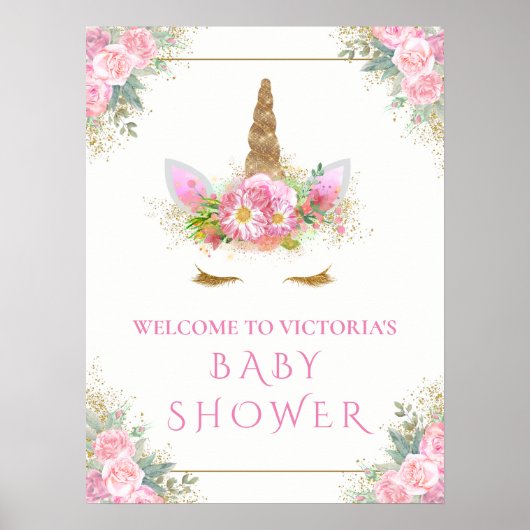 Unicorn Baby Girl Douche Affiche de bienvenue (Devant)