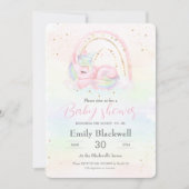 Unicorn baby shower bébé fille invitation douche (Devant)