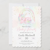 Unicorn baby shower bébé fille invitation douche (Devant)