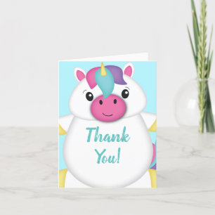 Unicorn Baby shower Blauwgroen Bedankkaart