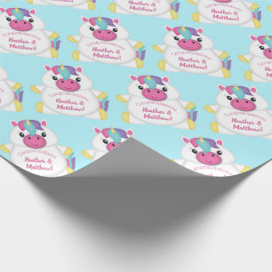 Unicorn Baby shower Blauwgroen Cadeaupapier