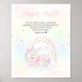 Unicorn Baby shower Diaper Raffle Sign Poster (Voorkant)