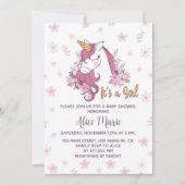 Unicorn Baby shower Girl rose Floral Invitation (Devant)