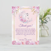 Unicorn Baby shower Hartelijk dank Bedankkaart (Staand voorkant)