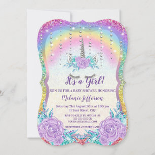 Unicorn Baby Shower Invitaties Kaart