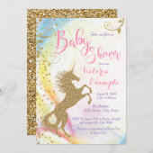 Unicorn Baby Shower Invitaties Kaart (Voorkant / Achterkant)