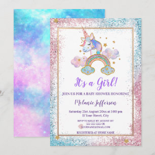 Unicorn Baby Shower Invitaties Kaart