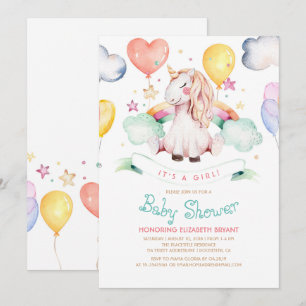 Unicorn Baby shower Invitation   Het is een meisje Kaart