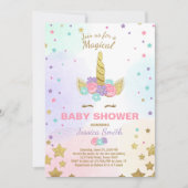 Unicorn Baby shower Invitation Pink Gold Magie (Devant)