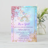 Unicorn Baby Shower Invitations (Debout devant)