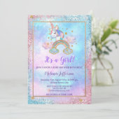 Unicorn Baby Shower Invitations (Debout devant)