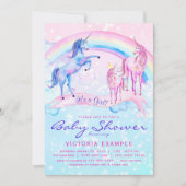 Unicorn Baby Shower Invitations Pastel Unicorn (Devant)