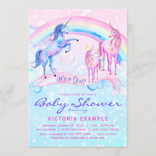 Unicorn Baby Shower Invitting Pastel Unicorn Kaart
