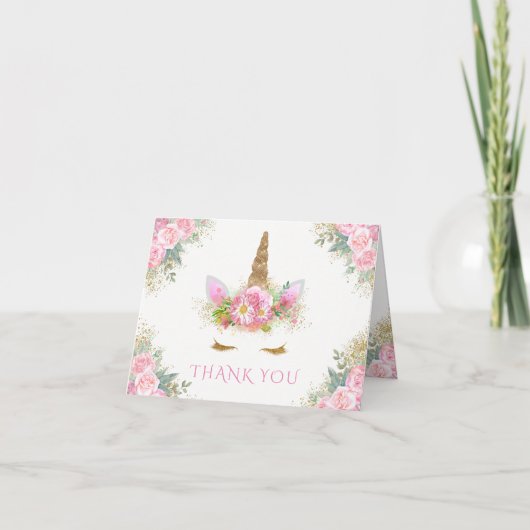 Unicorn Baby shower Merci Cartes (Devant)