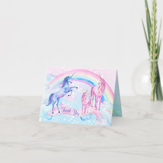Unicorn Baby shower Merci Cartes (Devant)