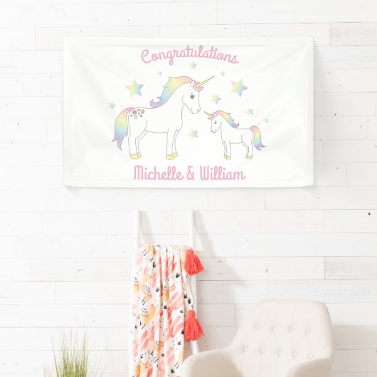 Unicorn Baby shower Pastel Rainbow Cute Spandoek (Insitu)