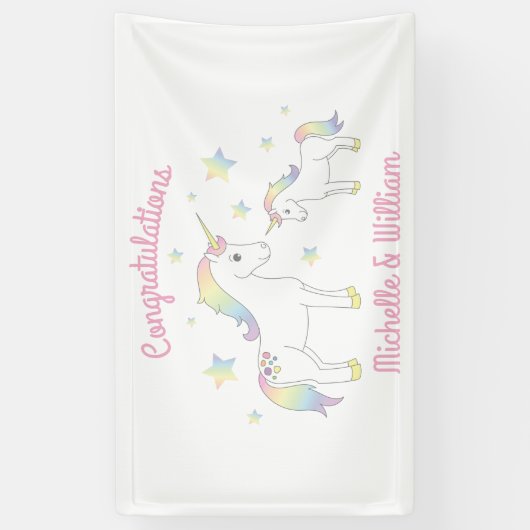 Unicorn Baby shower Pastel Rainbow Cute Spandoek (Verticaal)