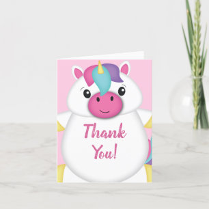 Unicorn Baby shower Roze Bedankkaart
