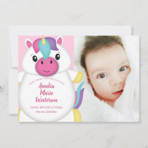 Unicorn Baby shower Roze Kaart