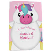Unicorn Baby shower Roze Medium Cadeauzakje (Voorkant)