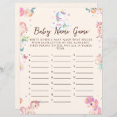 Unicorn Baby shower spel Baby naam spel (Voorkant / Achterkant)