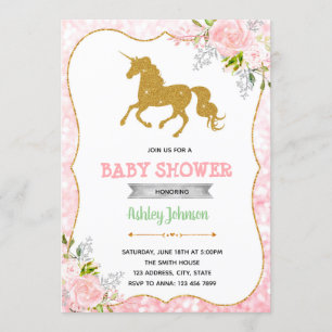 Unicorn baby shower thema uitnodiging