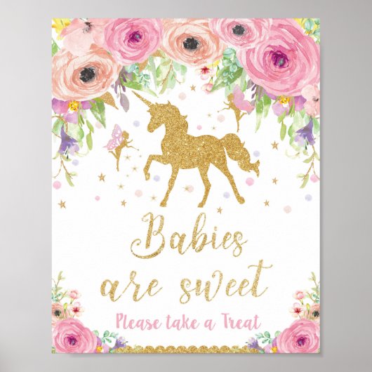 Unicorn Baby shower Traiter Faveur Signer Poster G (Devant)